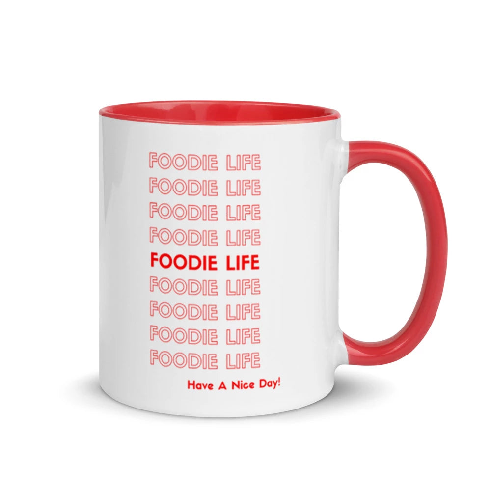 Foodie Life Have a Nice Day! Mug Displayed Like Generic Store Plastic Bag