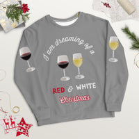 Load image into Gallery viewer, I&#39;m Dreaming of Red &amp; White Christmas.. Ugly Sweatshirt in Tinsel Gray
