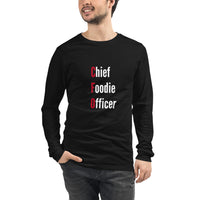 Load image into Gallery viewer, Chief Foodie Officer Unisex Long Sleeve Shirt- Black
