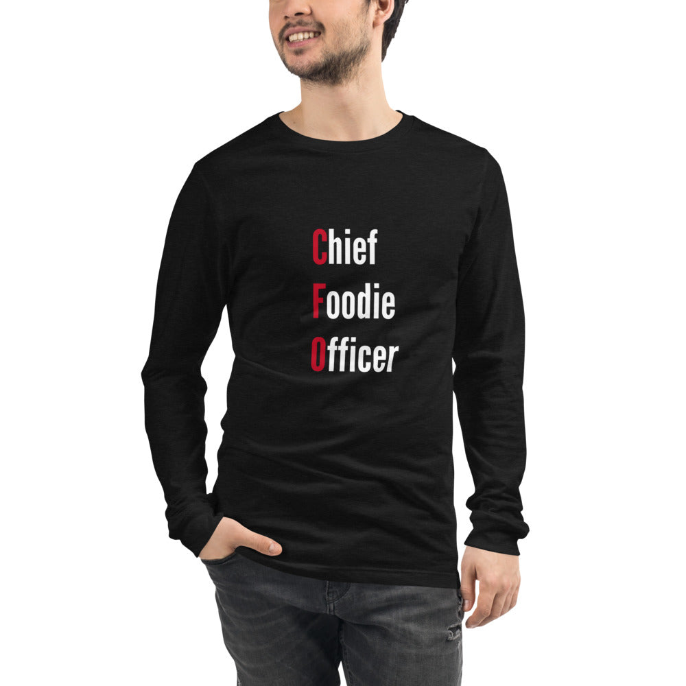 Chief Foodie Officer Unisex Long Sleeve Shirt- Black