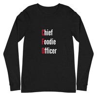 Load image into Gallery viewer, Chief Foodie Officer Unisex Long Sleeve Shirt- Black
