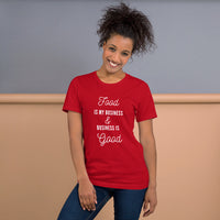 Load image into Gallery viewer, Food is My Business Short-Sleeve T-Shirt - White Font
